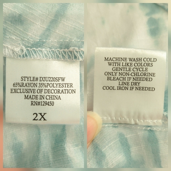 NWT Brina & Em Stitch Fix Green Tie Dye Lace Boho Peasant Top- Plus Size - Picture 6 of 6